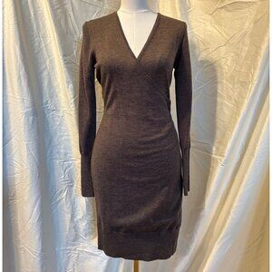 ANN TAYLOR LOFT  FAUX WRAP DRESS BROWN KNIT  SMALL NWT